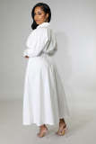 Fashion POLO Collar Loose Long Sleeve Long Dress