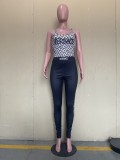 Fashion Print Letter Tank Top Trousers Set