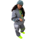 Autumn and Winter Sweatshirt Print Hooded Pant Set