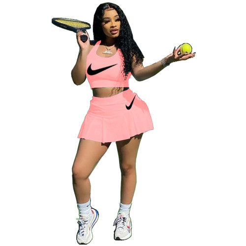 Casual Positioning Offset Printing Vest and Culottes Two Piece Set