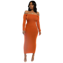 Casual Pit Knitted Off The Shoulder Elegant Dress