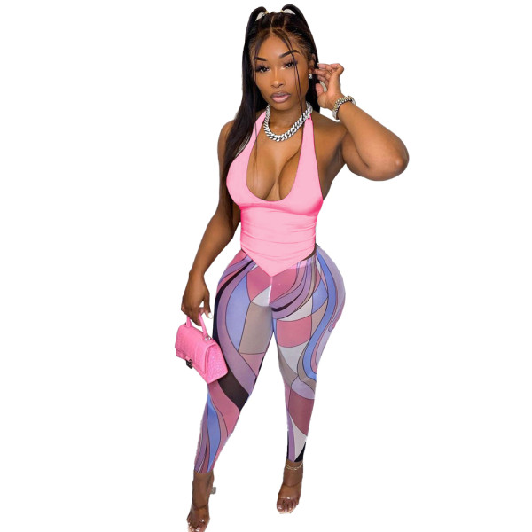 Sexy Halter Hollow Two Piece Outfits