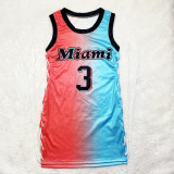 Casual Sleeveless Letter Print Double-sided Pattern Bandage Basketball Shirt Dress