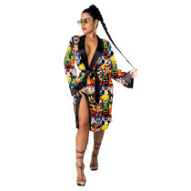 Print Kimono Robes Outerwear For Women