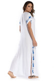 Cotton Embroidered V Neck Beach Dress