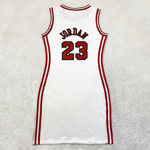 Casual Sleeveless Double-sided Pattern Printed Webbing Basketball Mini Dress