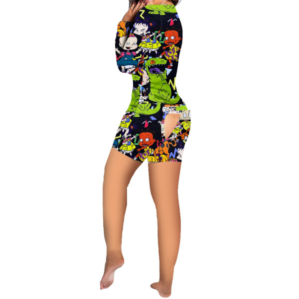 Sexy Pattern Printed Home Shorts Romper
