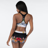 Casual Print Letter Vest and Shorts