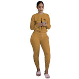 Casual Printed Long Sleeve Jogger Workout Pants Set with Pockets