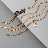 New Letter Leaf Multilayer Bracelet of 4 Set
