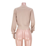 Waffle Button Threaded Baseball Collar Top