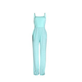 Women Solid Sling Pocket Straight Leg Jumpsuit