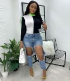 Casual New Ladies Color Matching T-shirt