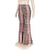 National Style Paisley Print Flared Long Pants