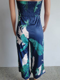Off Shoulder Printed Wide-leg Jumpsuit