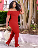 Casual Women's Clothing Off Shoulder Solid Color Pit Long Stacked Jumpsuit