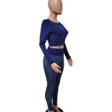Back Hollow Yoga Sports Crop Top and Pant