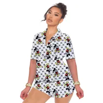 Casual Pattern Printed Pajamas Home Wear 2 Piece Loungewear