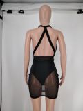 Sexy Mesh See-through Culottes Dress