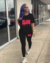 Fashion Casual Graphic Print Short Sleeve Two Piece Women Tracksuit Set