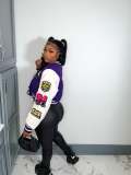 Casual Colorblock Button Fashion Print Double Thread Baseball Jacket