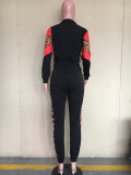 Casual Printed Stitching Sports Two Piece Pant Set