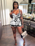 2023 New Fashion Printed Sling Mini Dress