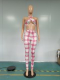Sexy Print Cross Halter Top and Pant