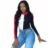 Casual New Ladies Color Matching T-shirt