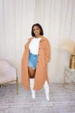 Solid Color Casual Loose Cardigan Double Sided Fleece Long Jacket