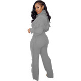Winter Turtle Neck Cable Knit Sweater And Tasseled Pants Set