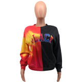 Casual Letter Stitching Printed Sweatshirt