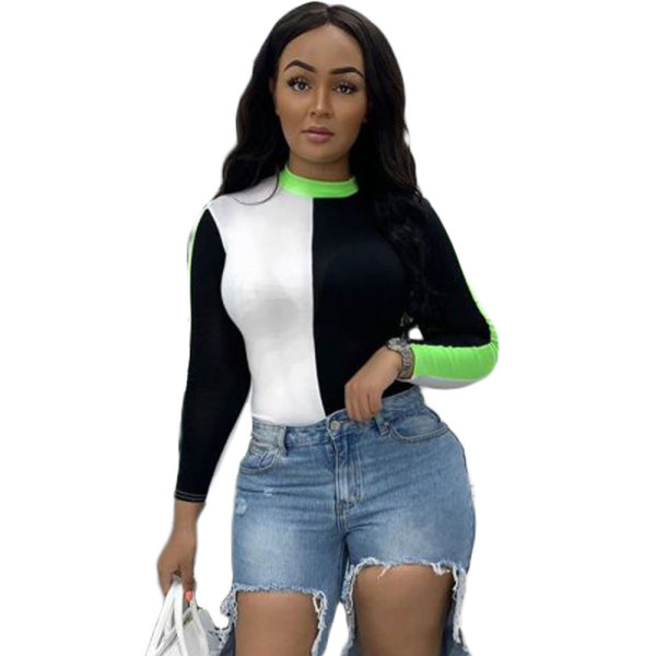 Casual New Ladies Color Matching T-shirt