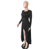 Solid Color Harem Irregularly Swallowtailed Dress