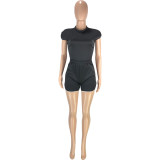 Pure Color Hot Shorts Sports Two Piece Clothing