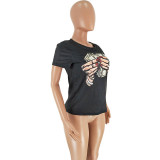 Polyester O Neck Short Sleeve Character Slim fit Solid Tees & T-shirts