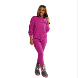 Autumn Solid Color Long Sleeve Sweatshirt Pant Set