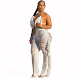 Knitted Tassel Sexy Two Piece Beach Outfits for Women Swimsuit Summer Vacation Matching Sets
