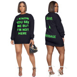 Casual Double Sided Printed Letter T-Shirt Dress