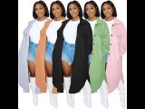 Solid Color Casual Loose Cardigan Double Sided Fleece Long Jacket