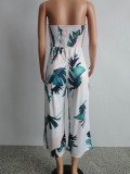 Off Shoulder Printed Wide-leg Jumpsuit