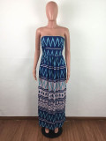 Casual Printed Strapless Maxi Dress