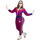 Casual Printed Stitching Pant Set