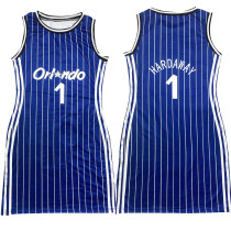 Casual Sleeveless Double-sided Pattern Printed Webbing Basketball Mini Dress