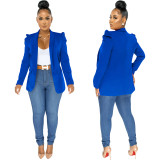 Solid Color Plain Ruched Fashion Blazer