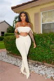 Solid Color Crop Top and Pleated Split Micro Trousers