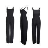 Women Solid Sling Pocket Straight Leg Jumpsuit