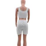Pure Color Sports Vest 2 Pc Set with Pocket