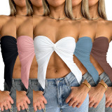 Solid Kink Bandeau Sexy Strapless Top
