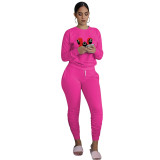 Trend New Rose Squid Game Mask Man Printed Sports Two Piece Ruched Pants Set